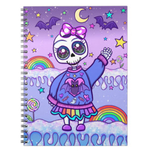Mignonne mais Éffrayante Skeleton Girl Carnet Spir