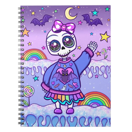 Mignonne mais Éffrayante Skeleton Girl Carnet Spir (Devant)