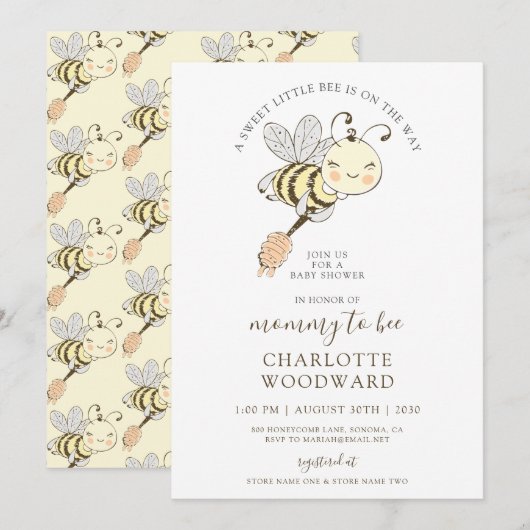 Mignonne Maman À Être Baby shower Invitation (Devant / Derrière)