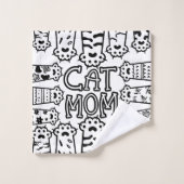 Mignonne maman chat noir et blanc avec pattes de c (Gant de toilette)