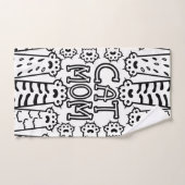 Mignonne maman chat noir et blanc avec pattes de c (Serviette à main)