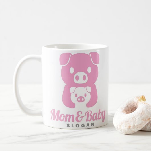 Mignonne maman piggy papa colorie rose mug (Avec donut)