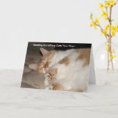 Mignonne mante et vous aime Carte de voeux de chat (Fleur jaune)