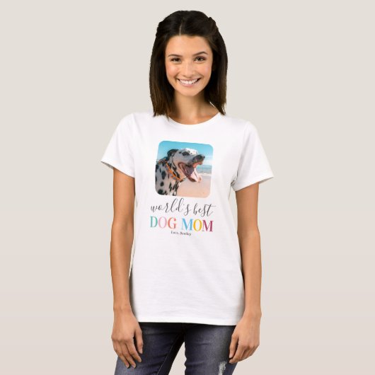 Mignonne Meilleur Chien Maman Photo T-Shirt (Devant entier)