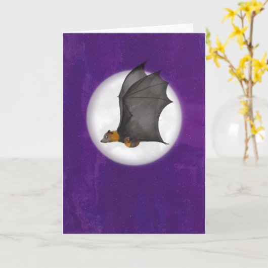 Mignonne mère et bébé chauve-souris dans une carte (Fleur jaune)