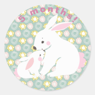Mignonne mère et bébé lapin Stickers Milestone