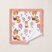 Mignonne mère renard rouge avec la frontière bébé  (Gant de toilette)