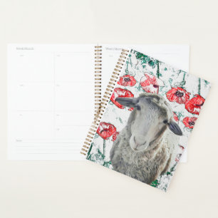 Mignonne Mérino Mouton Animal Red Poppy Fleurs