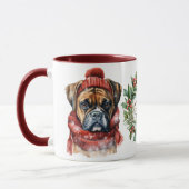 Mignonne merry Boxe chien de Noël Mug (Gauche)