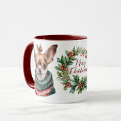 Mignonne Merry Chihuahua Chien Mug Christmas Mug (Devant gauche)