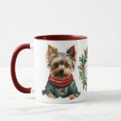 Mignonne Merry Yorkshire Terrier Chien de Noël Mug (Gauche)