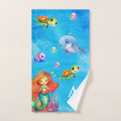 Mignonne Monogramme Sirène Dauphin de tortue marin (Serviette à main)