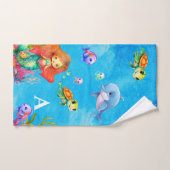 Mignonne Monogramme Sirène Dauphin de tortue marin (Serviette à main)