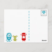 Mignonne monstre merci carte postale pour la fête (Dos)