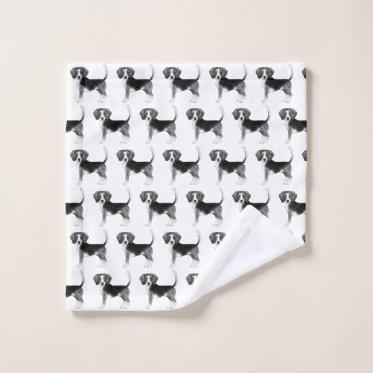 Mignonne Motif D'Un Chien Beagle En Noir Et Blanc (Gant de toilette)