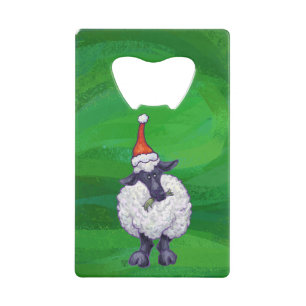 Mignonne mouton à Santa Chapeau sur vert