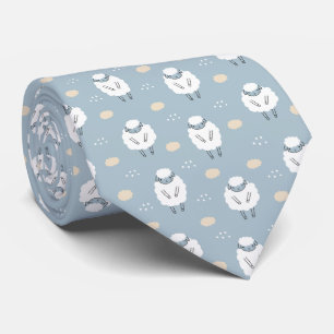 Mignonne mouton sur Cravate bleu Dusty
