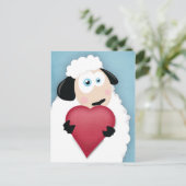 Mignonne Mouton tenant Love Heart Cartes postales (Debout devant)