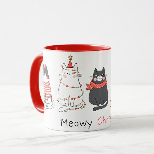 Mignonne Mug de chats de Noël (Devant gauche)