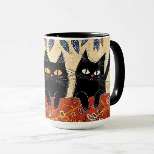 Mignonne Mug de chats noirs (Devant droit)
