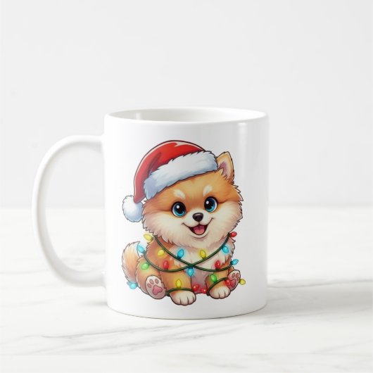 Mignonne Mug de Poméranie de Noël (Gauche)