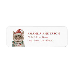 Mignonne Noël Chat Retourner l'adresse Étiquettes