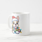 Mignonne Noël Chien-taureau français Mug (Devant gauche)