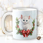 Mignonne Noël Kitten Chat Neige Bleu Nom Mug