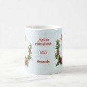 Mignonne Noël Kitten Chat Neige Bleu Nom Mug (Centre)