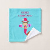 Mignonne Noël Sirène fille Santa Chapeau en mer (Gant de toilette)