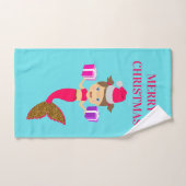 Mignonne Noël Sirène fille Santa Chapeau en mer (Serviette à main)