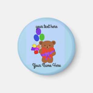 Mignonne ours en peluche #4 Magnet rond