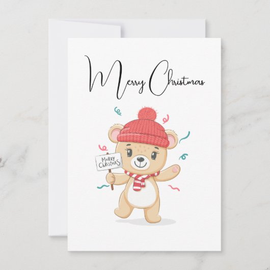 Mignonne Ours En Teddy Joyeuse Carte de Noël (Devant)