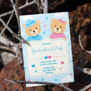 Mignonne Ours Genre Révéler Invitation