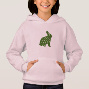 Mignonne Pâques lapin vert olive avec taches blanc