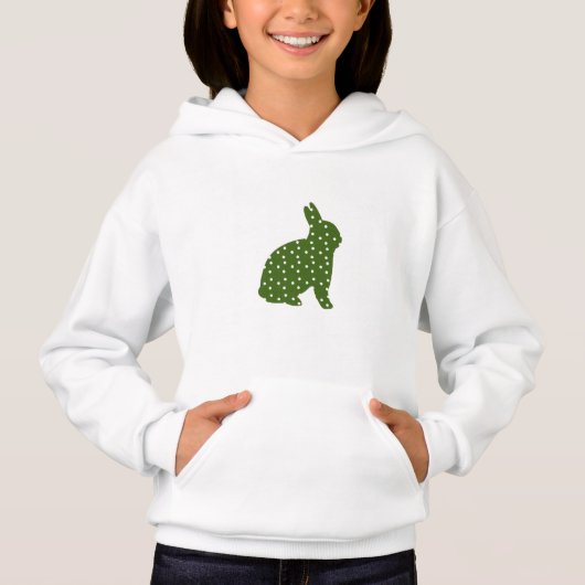 Mignonne Pâques lapin vert olive avec taches blanc (Devant)