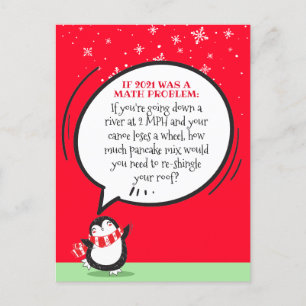 Mignonne Penguin Funny 2021 Math Problem Carte de