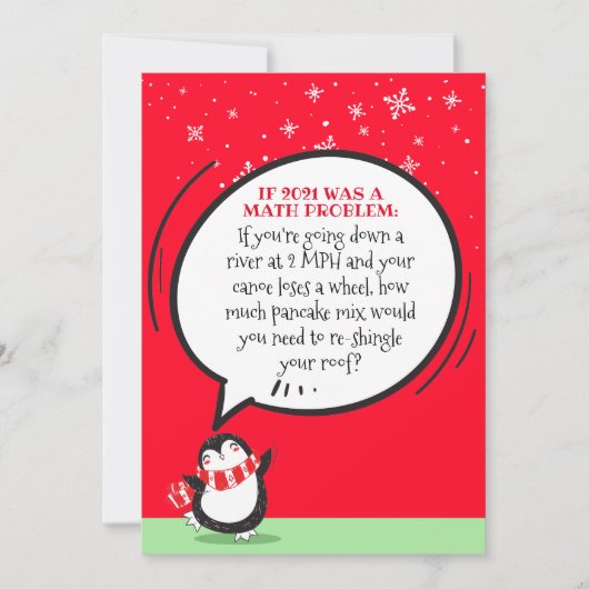 Mignonne Penguin Funny 2021 Math Problem Carte de (Devant)
