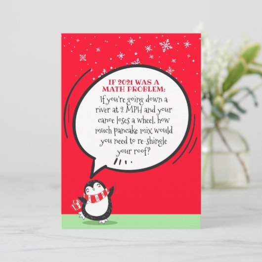 Mignonne Penguin Funny 2021 Math Problem Carte de (Debout devant)