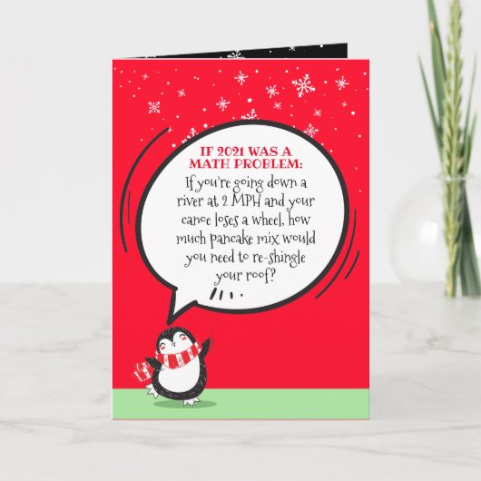 Mignonne Penguin Funny 2021 Math Problem Carte de (Devant)