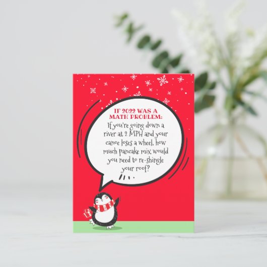 Mignonne Penguin Funny 2022 Math Problem Carte de  (Debout devant)