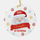 Mignonne Père Noël 1er Ornement de Noël (Devant)