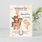 Mignonne petite cowgirl selle up invitation d'anni (Debout devant)