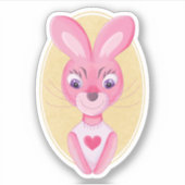 Mignonne petite fille lapin autocollant de dessin (Devant)