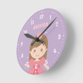 Mignonne Princesse en Filles Roses Horloge de la d (Angle)