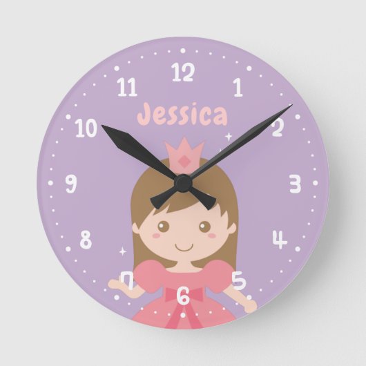 Mignonne Princesse en Filles Roses Horloge de la d (Recto)