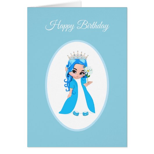 Mignonne Princesse habillée en bleu clair carte d' (Devant)