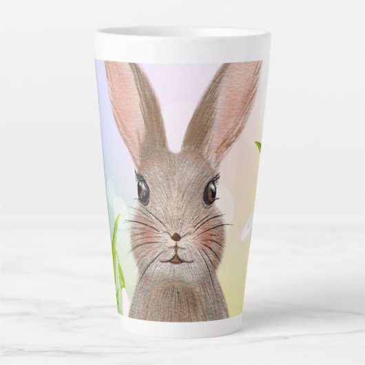 Mignonne printemps aquarelle lapin lapin latte Mug (Devant)