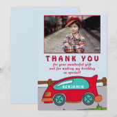 Mignonne Red Race Car Anniversaire Merci Carte pho (Devant / Derrière)