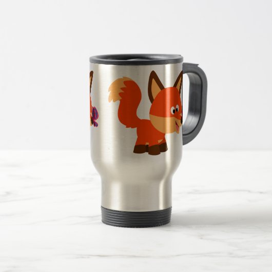 Mignonne Renard Cartoon Et Mug Commuter Papillon (Devant droit)